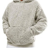 Men's Full Size Drawstring Sherpa Fleece Long Sleeve Hoodie Plus Size - Grey