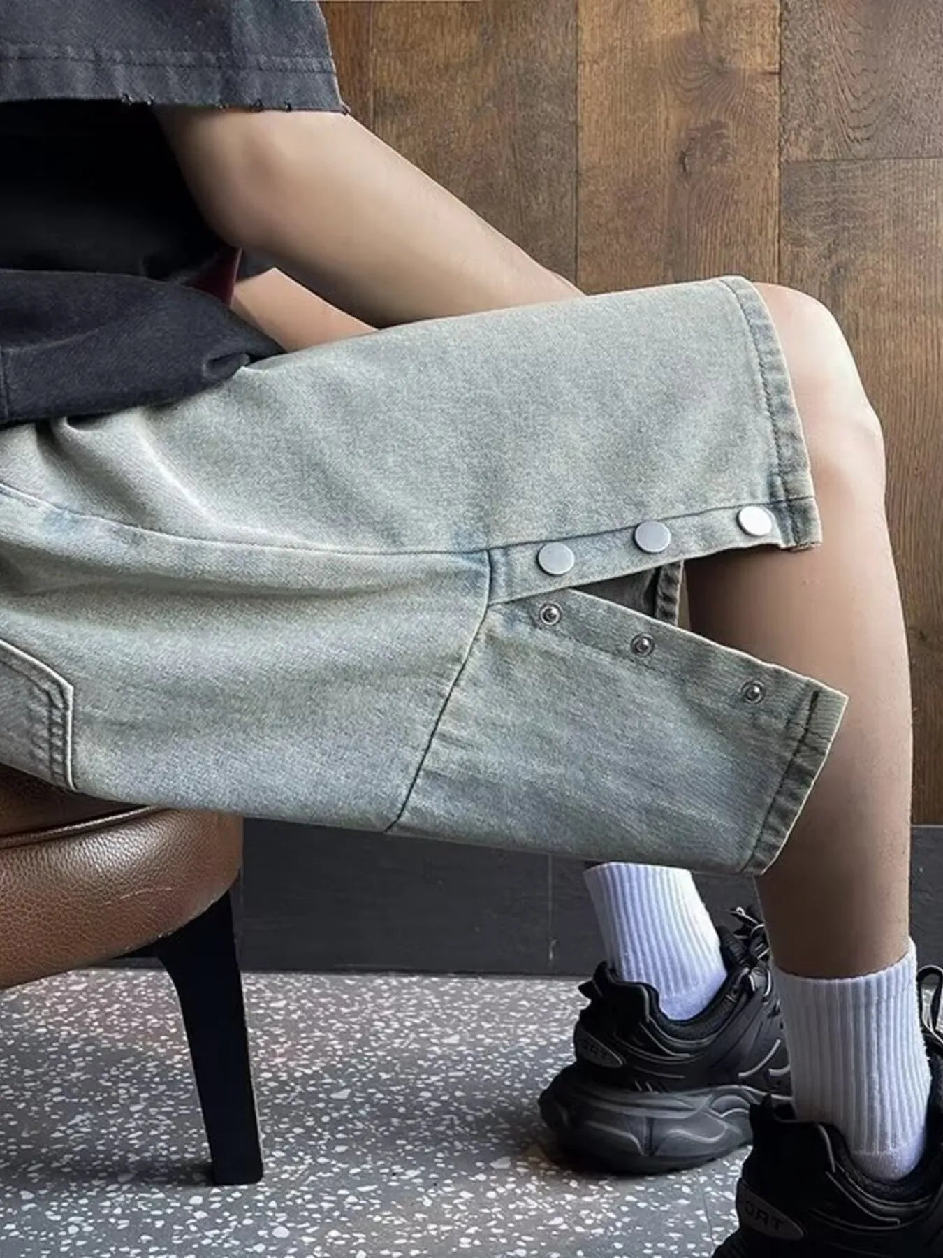 Men's Plus Size Loose Fit Wash Denim Shorts - Farnelli