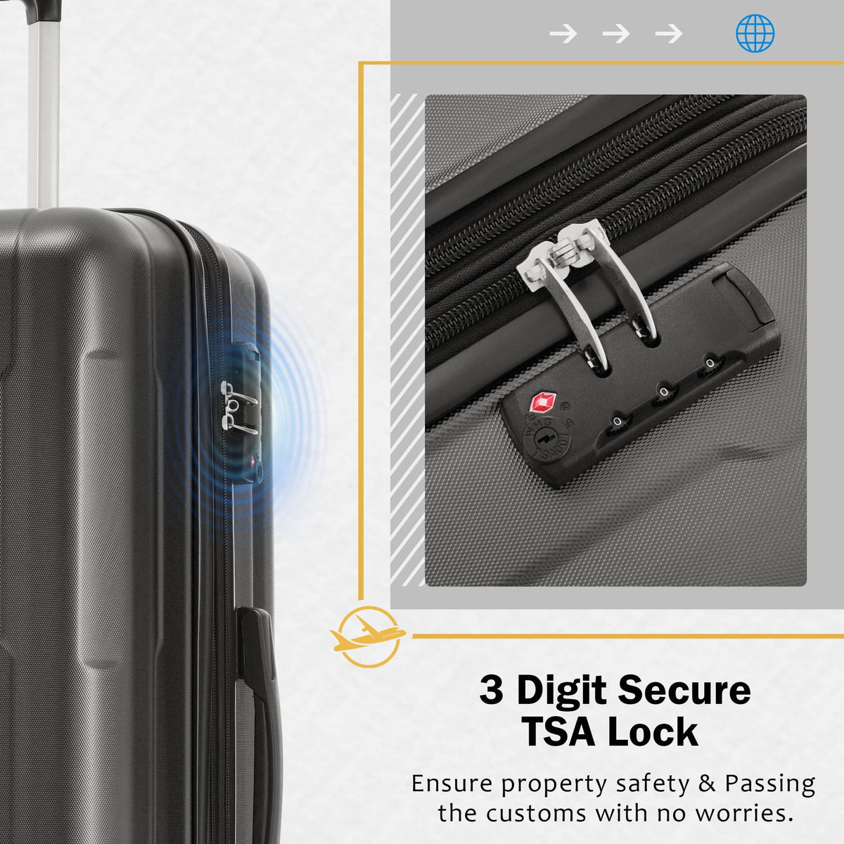 HouseOfZazla expandable 2-piece luggage set with TSA lock and spinner wheels in multiple colors