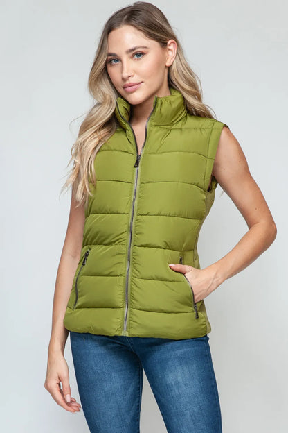 Snobbish Zip Up Turtleneck Vest with Pockets - Farnelli