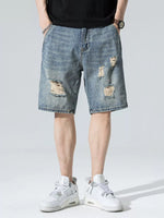 Men's Distressed Wide Leg Denim Shorts - Farnelli