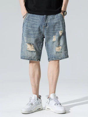 Men's Distressed Wide Leg Denim Shorts - Farnelli