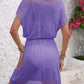 Openwork V-Neck Short Sleeve Cover-Up Dress - Farnelli