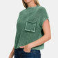 Zenana Washed Mock Neck Short Sleeve Cropped Sweater - Farnelli