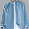 Men's Plus Size Button Up Long Sleeve Shirt - Light Blue