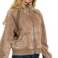 Zenana Acid Wash Zip Up Fleece Jacket - Farnelli