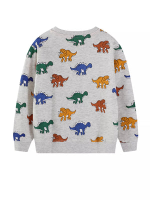 Children's Dinosaur Print Crew Neck Sweatshirt - Farnelli
