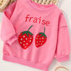 Children's Strawberry Round Neck Casual Sweatshirt - Hot Pink