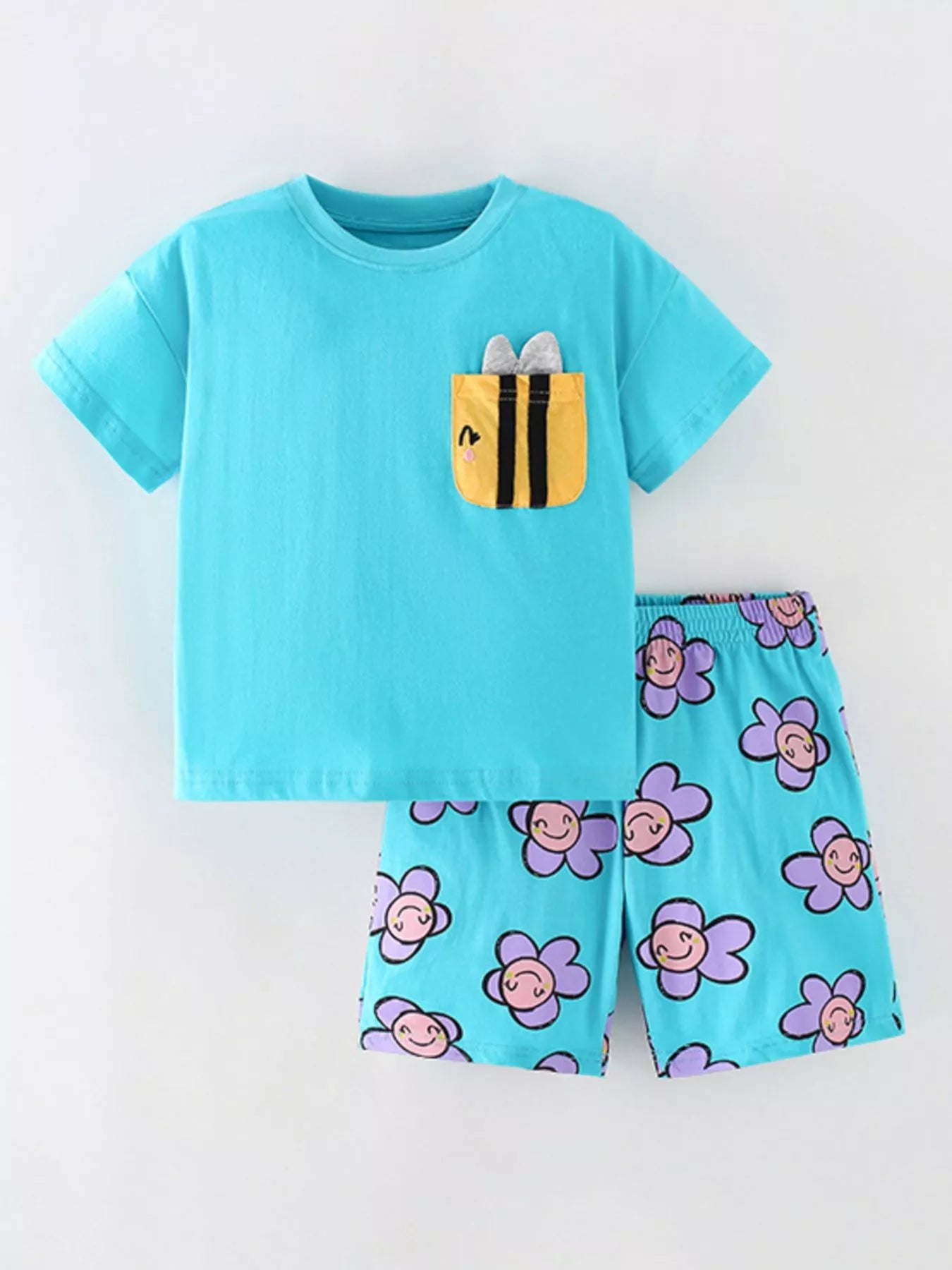 Children's Round Neck Top and Shorts Set - Farnelli