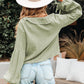 Natalia Bow Tie Front Ruffle Trim Long Sleeve Gauze Blouse - Farnelli
