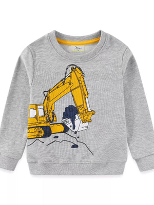 Children's Excavator Crew Neck Sweatshirt - Farnelli