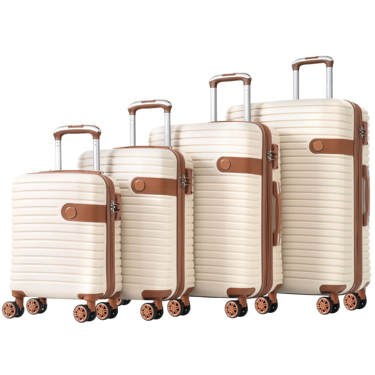 HouseOfZazla 4-piece hard shell luggage set with spinner wheels in multiple colors
