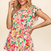 Haptics Floral Peplum Babydoll Blouse - Fuchsia/Peach