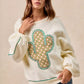 BiBi Cactus Embroidered Fleece Sweatshirt - Farnelli