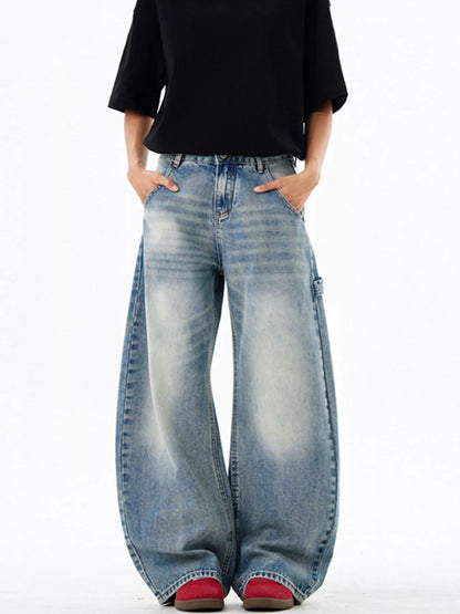 Men's Vintage Wash Wide Leg Jeans - Farnelli