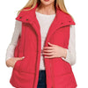 Zenana High Neck Zip-Up Vest Coat - RED
