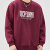 Men's Plus Size Letter Graphic Crew Neck Sweatshirt - Maroon Red