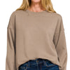 Zenana Scuba Round-neck Sweatshirts - COCOA