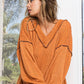 BiBi Textured Exposed Seam Drop Shoulder Knit Top - Farnelli