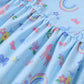 Children's Unicorn Rainbow Print Ruffle Trim Long Sleeve Dress - Farnelli
