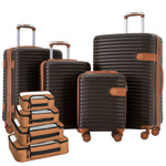 HouseOfZazla coffee ABS hard shell expandable luggage set with spinner wheels