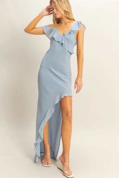 HYFVE Chiffon Ruffle Trim Midi Dress - Farnelli