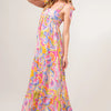 And The Why Full Size Printed Tie Shoulder Tiered Maxi Dress - Multicolor