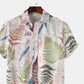 Men's Tropical Fern Print Short Sleeve Button-Up Shirt - Farnelli