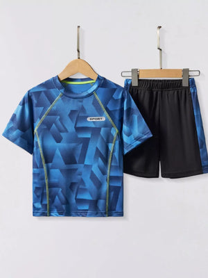 Children's Geometric Print Quick Dry Sport Set - Farnelli