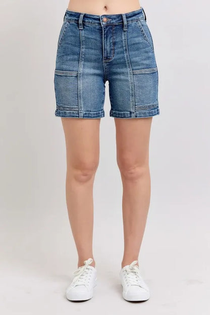 Judy Blue Full Size High Rise Denim Shorts Plus Size - Farnelli