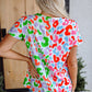 Artemis Leopard V Neck Short Sleeve Blouse - Farnelli