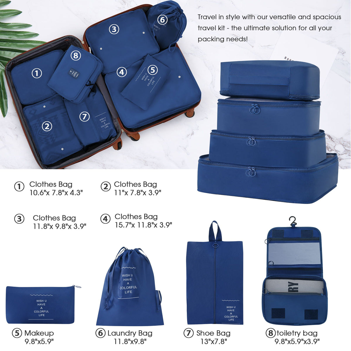 HouseOfZazla 4-piece hardshell luggage set with TSA locks and spinner wheels in multiple colors
