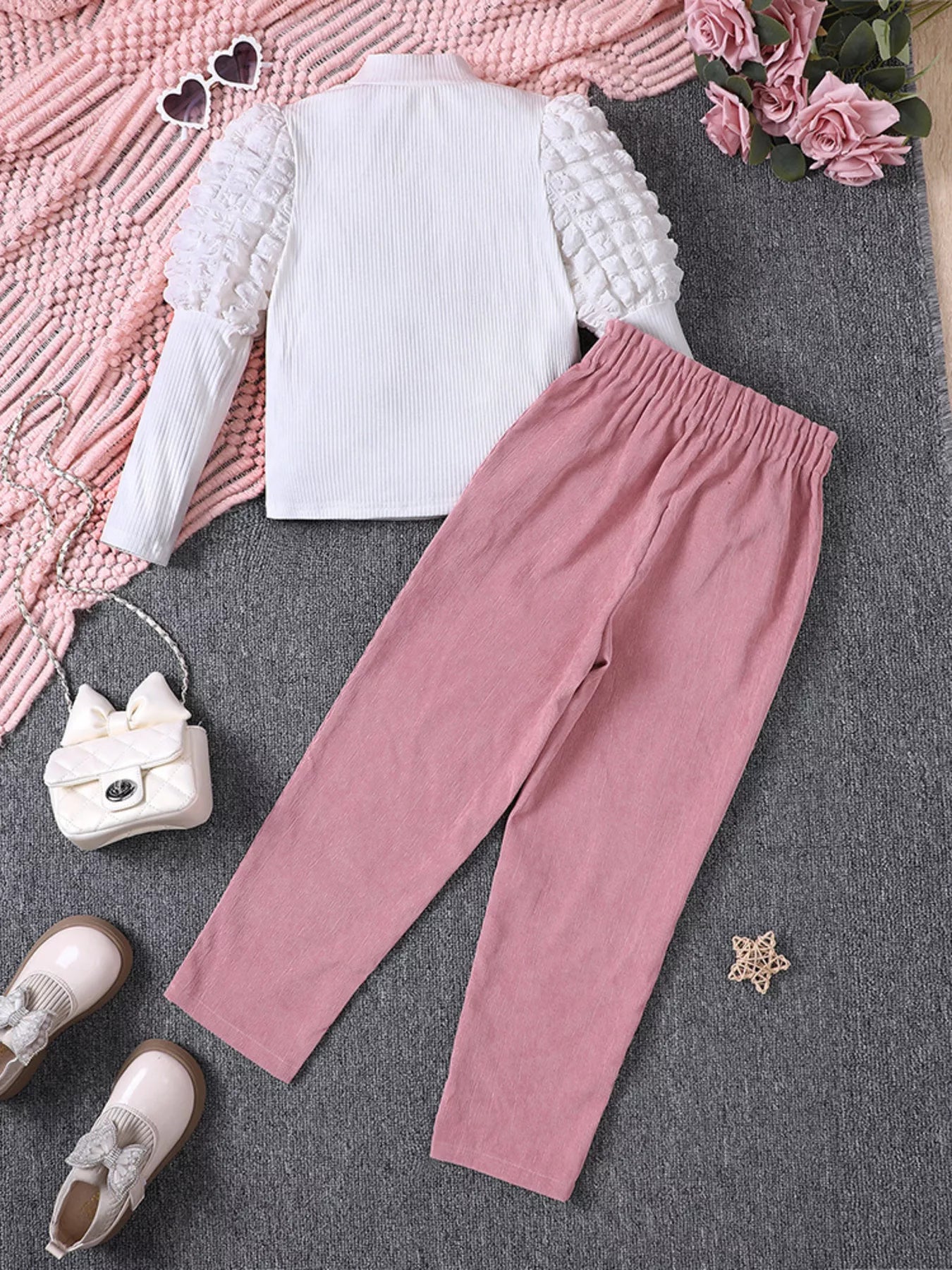 Children's Puff Sleeve Top and Pants Set - Farnelli