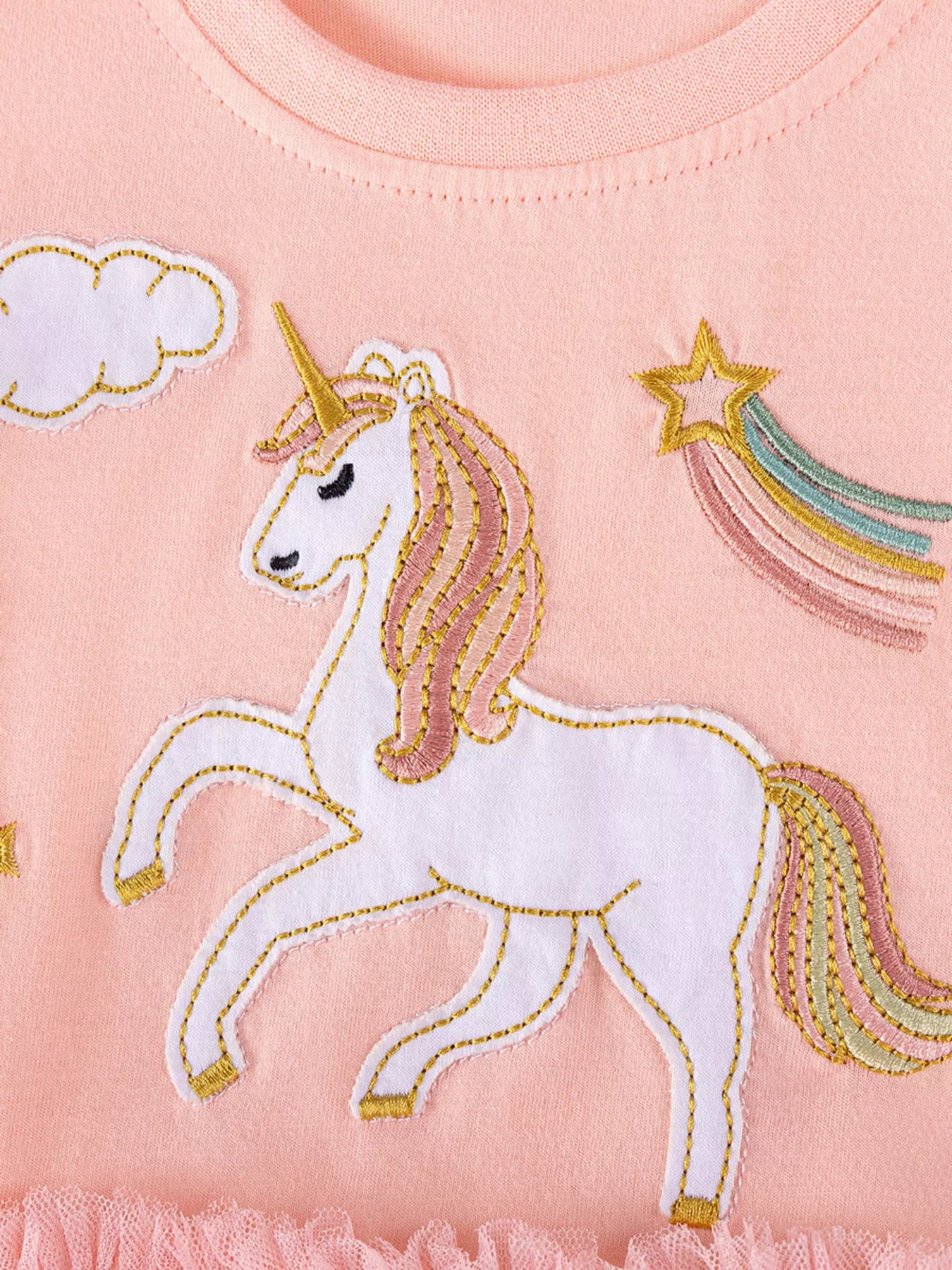 Children's Unicorn Ruffle Sleeve Tulle Dress - Farnelli