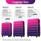 HouseOfZazla gradient color hardshell luggage set with spinner wheels and TSA lock in light blue or purple