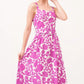 And The Why Square Neck Belted Floral Printed Midi Dress - Farnelli