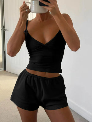 V-Neck Cami and Shorts Set - Farnelli