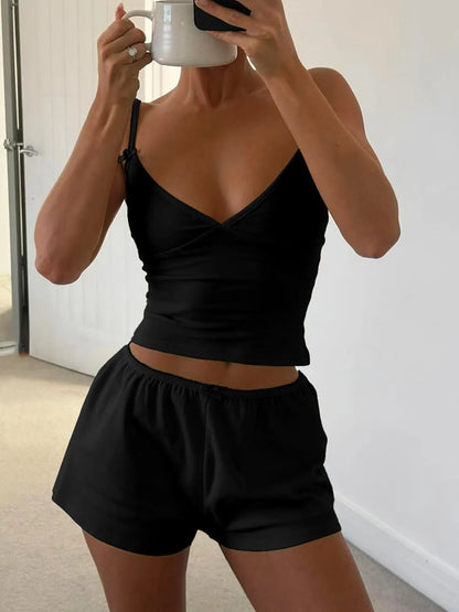 V-Neck Cami and Shorts Set - Farnelli