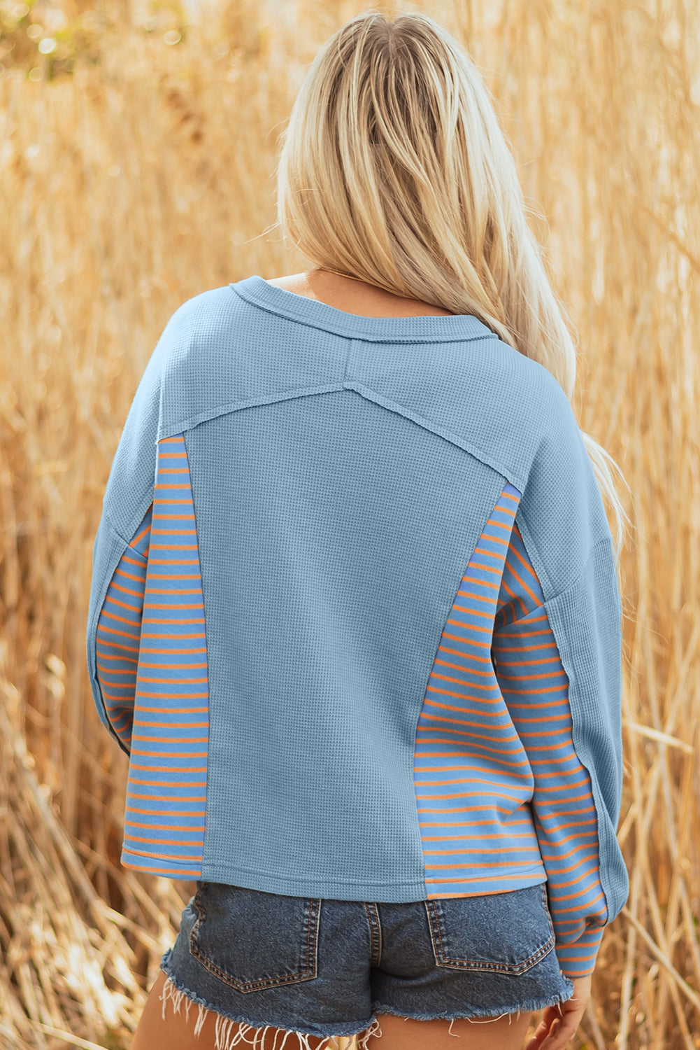 Madison Exposed Seam Waffle Baggy Pullover - Farnelli