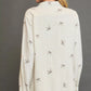 Umgee Linen Blend Fitted Shirt with Ribbon Embroidery Details - Farnelli