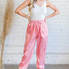 And The Why Satin Leopard Print Joggers - PINK