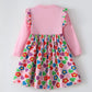 Children's Ruffled Printed Long Sleeve Dress - Farnelli