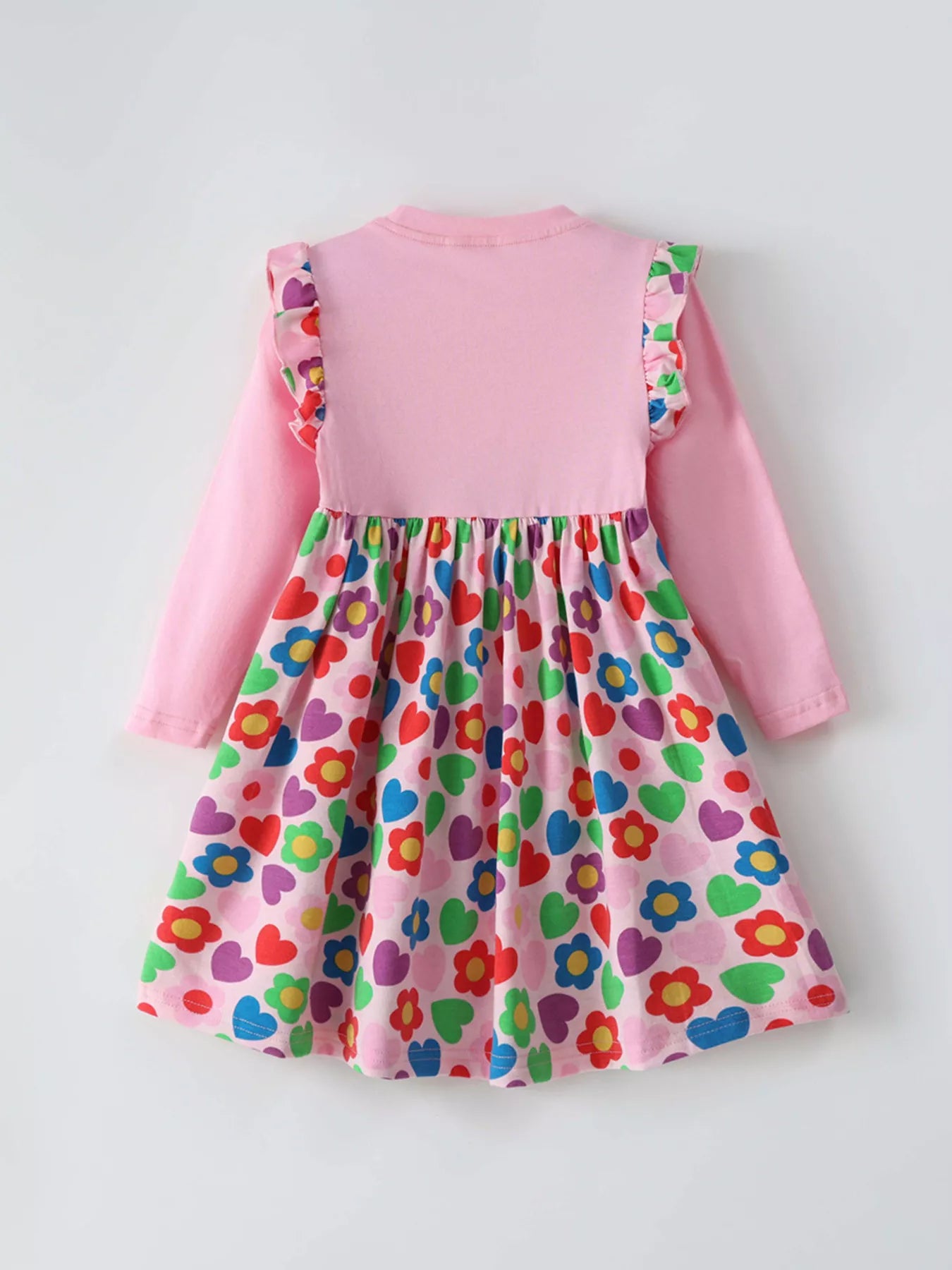 Children's Ruffled Printed Long Sleeve Dress - Farnelli