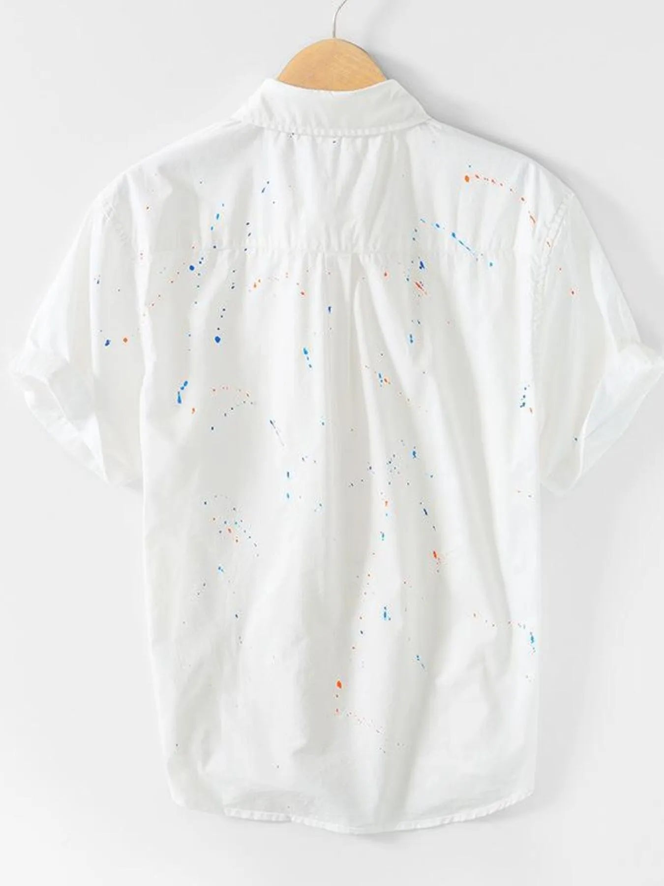 Men's Plus Size Casual Paint Splatter Short Sleeve Button-Up Shirt - Farnelli