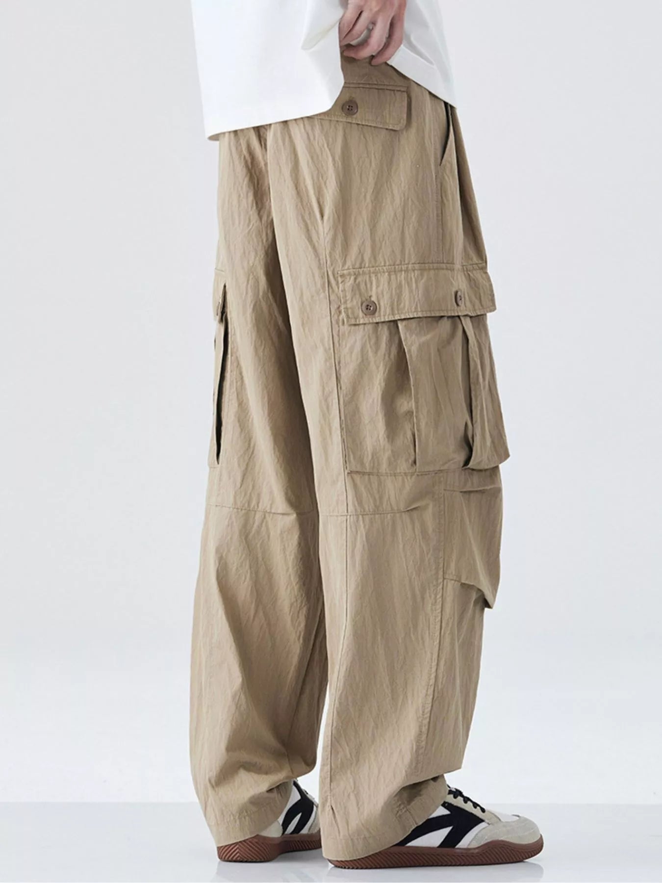 Men's Drawstring Wide Leg Cargo Pants - Farnelli