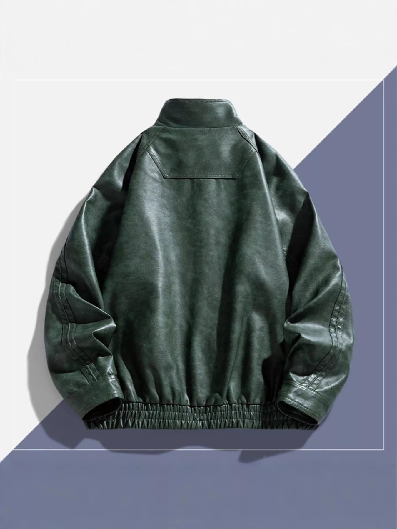 Men's Plus Size Vintage Style Faux Leather Moto Jacket - Farnelli