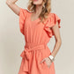 ADORA Ruffle Sleeves Romper with Pockets - Farnelli