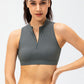 Full Size Cropped Cutout Back Zipper Front Active Tank Top - Farnelli