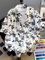 Men's Plus Size Printed Button Up Short Sleeve Shirt - Farnelli