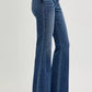 RISEN Full Size Mid Rise Flare Frayed Hem Jeans Plus Size - Farnelli